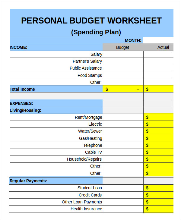 Personal Budget Spreadsheet BeLatina