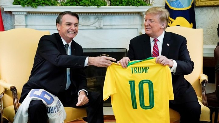 President Trump Bolsonaro Belantina Football