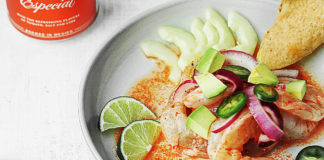 Ceviche Recipe Showdown and Why We Love It For Brunch and Beyond SHRIMP IN RED AGUACHILE Chelada Especial Ceviche