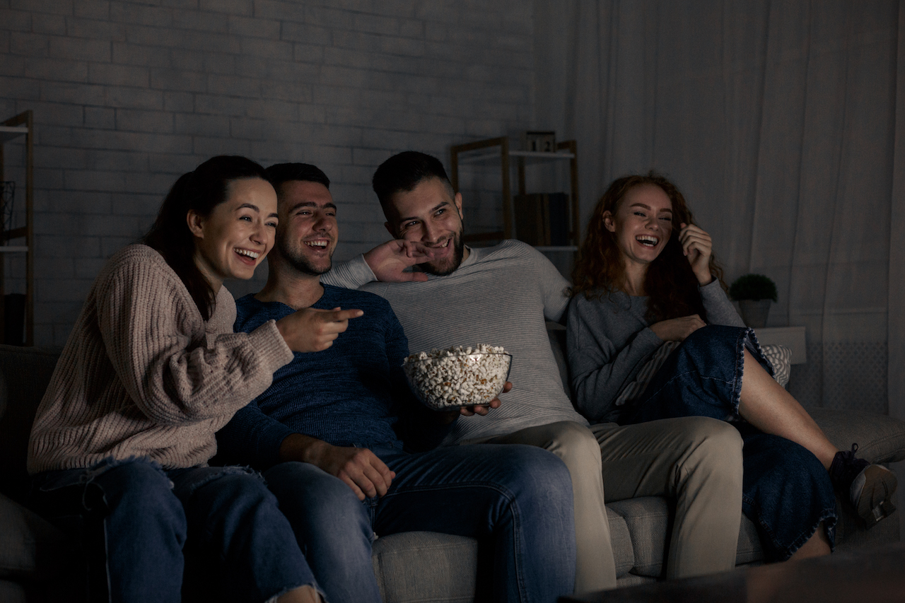 Latino Family Watching Movie Netflix BeLatina