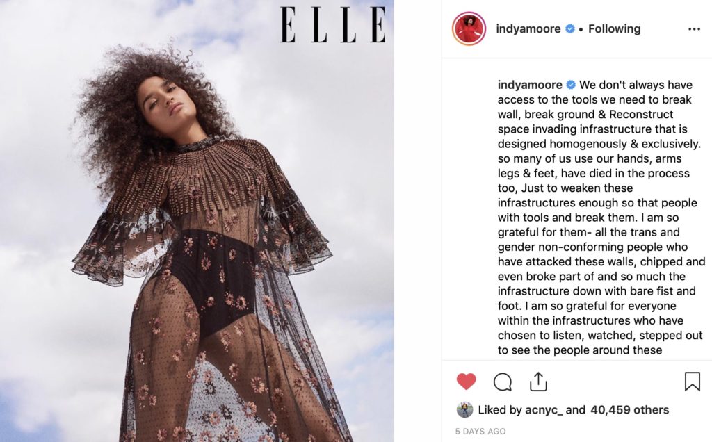 Indya Moore IG Trans Elle Cover