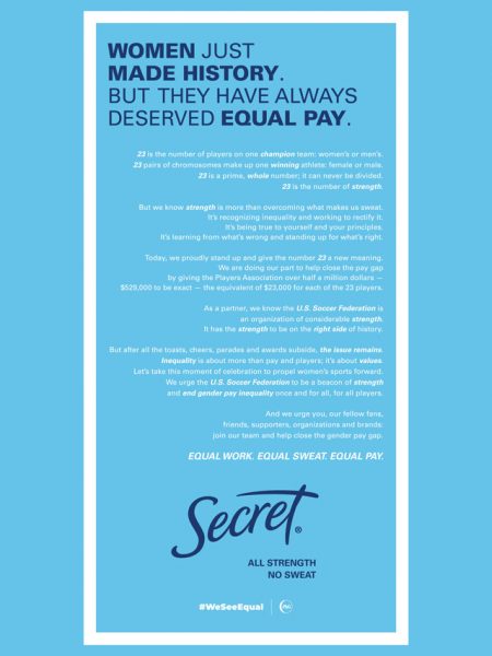 AD Secret PG Supporting Equal Pay