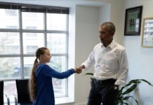 Greta Thunberg Leads Global Youth Climate Strike from New York City Tomorrow Fist Bump Obama Greta Thunberg