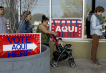 Real Talk: Is 2020 the Year of the Hispanic Vote? Voters wait in line in Austin, Texas.