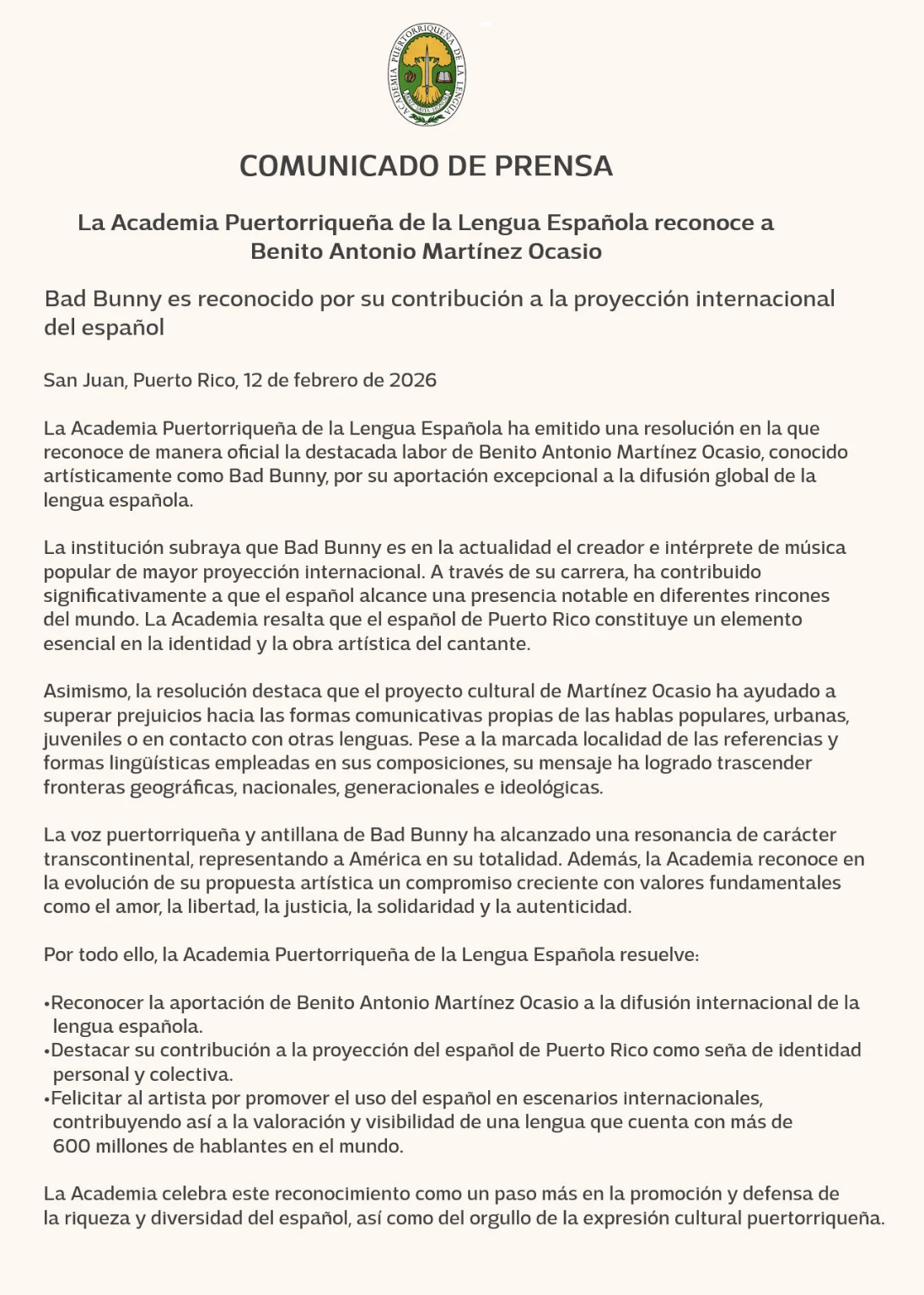 Puerto Rico’s Language Academy Credits Bad Bunny With Expanding Spanish Worldwide